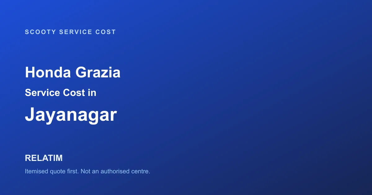 Honda Grazia Service Cost in Jayanagar, Bangalore